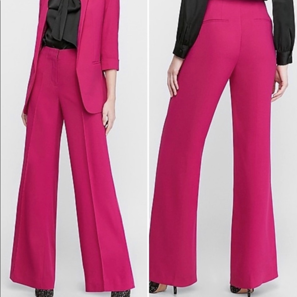 New Express High Waisted Seamed Wide Leg Pants